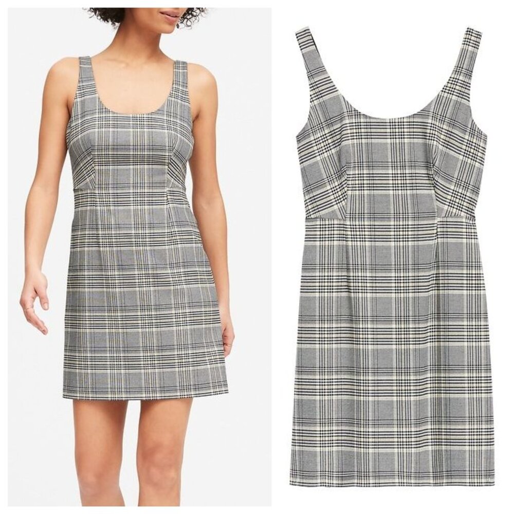 Banana Republic Gray and Black Plaid Mini Dress